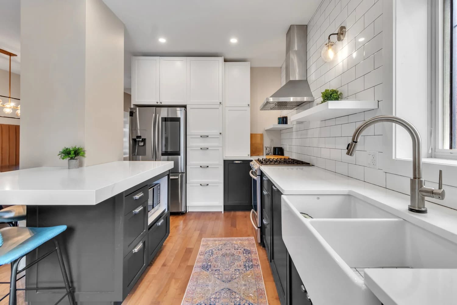 Open-plan kitchen and dining area
