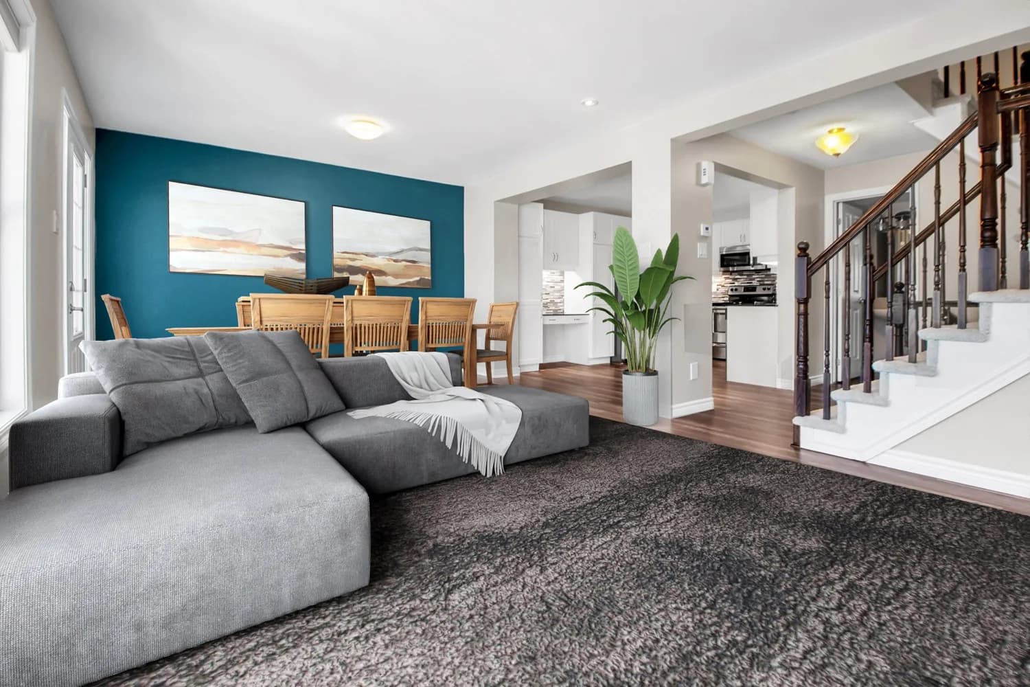 Living room before and after virtual staging