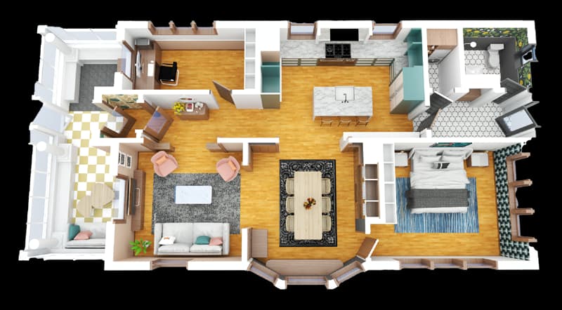 3D floor plan render