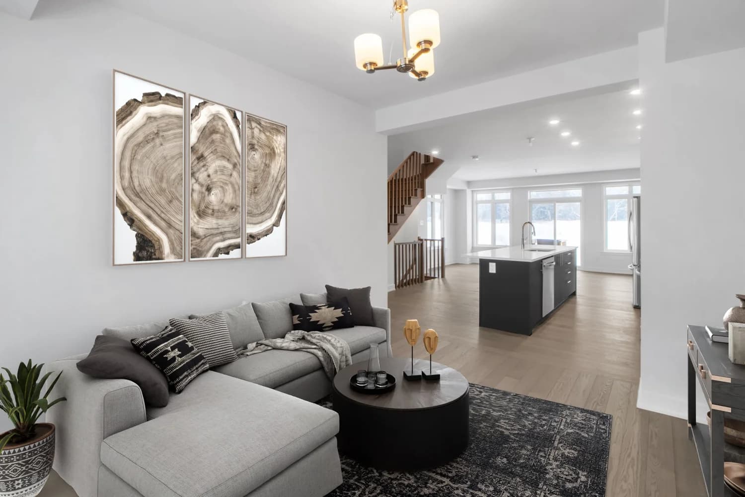 Virtually staged living room