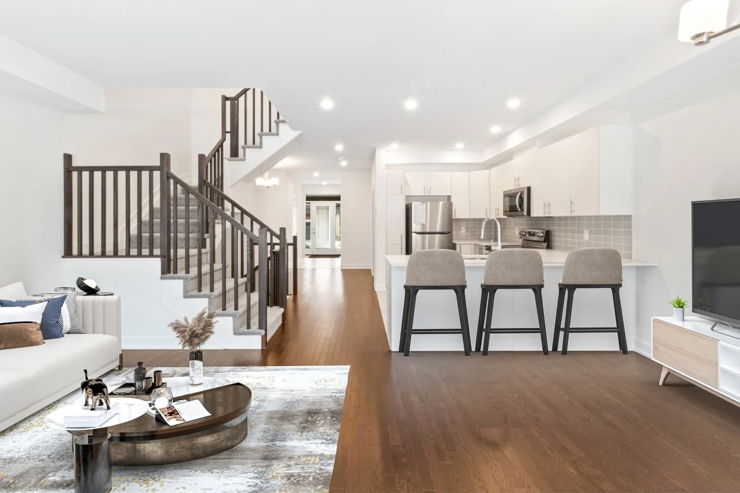 Virtually staged living room — alternate
