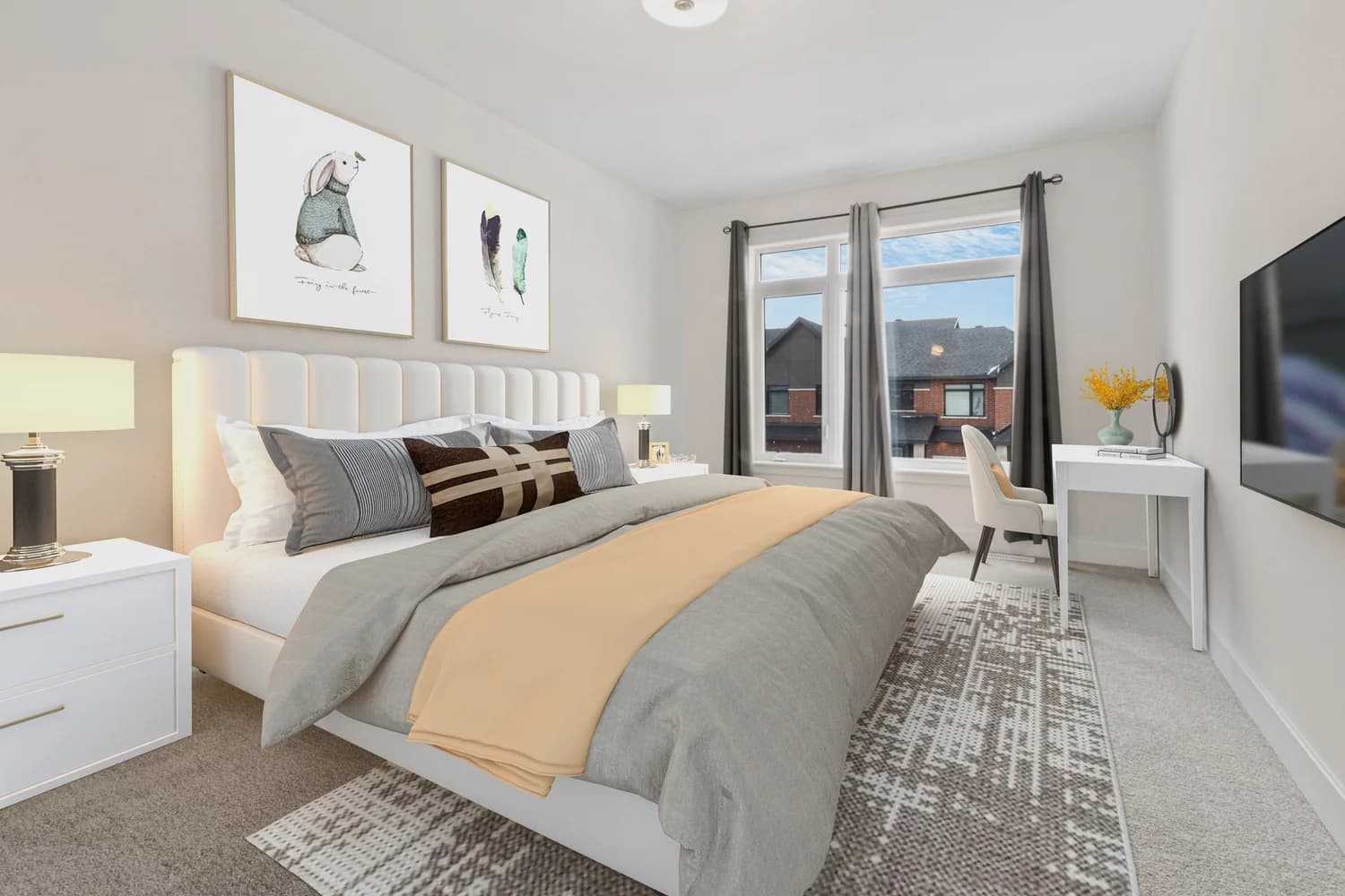 Virtually staged master bedroom